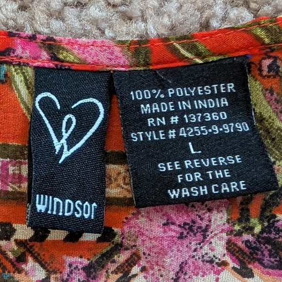 Windsor Red Green Purple Floral High-Low Dress Size Large - Picture 5 of 7